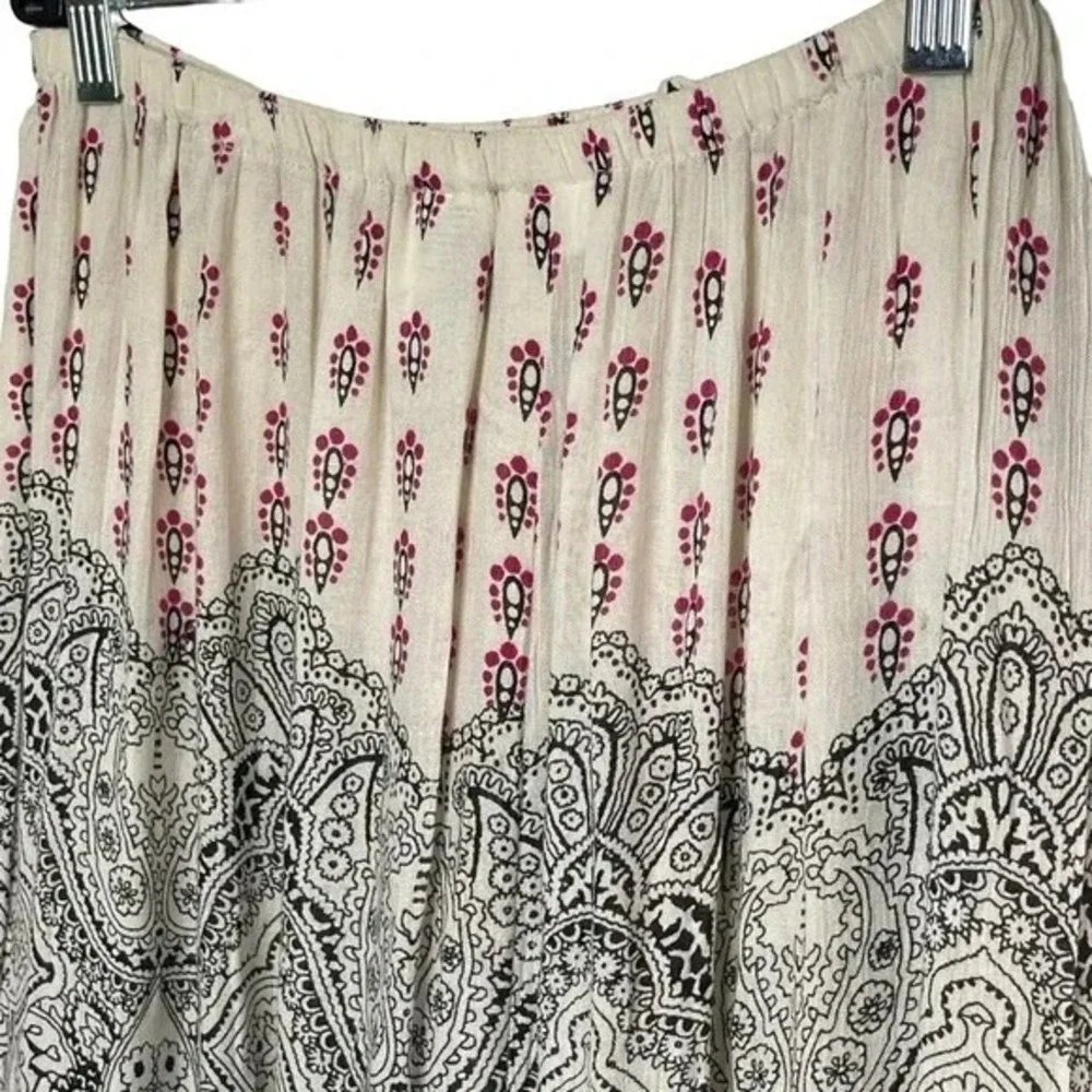 Forbidden Los Angeles Boho Maxi‎ Skirt M Patchwork Paisley Print Embellished